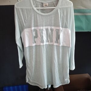 PINK Victoria's Secret Light Gray Long Sleeve Top